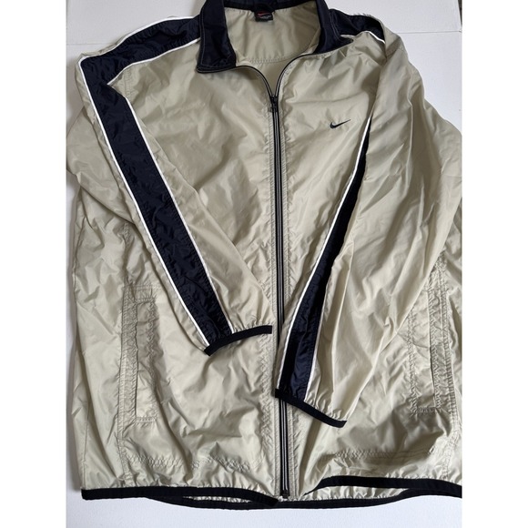 Nike Other - Vintage Nike Sz XL Windbreaker Embroidered Swoosh Jacket Brown Tan Navy